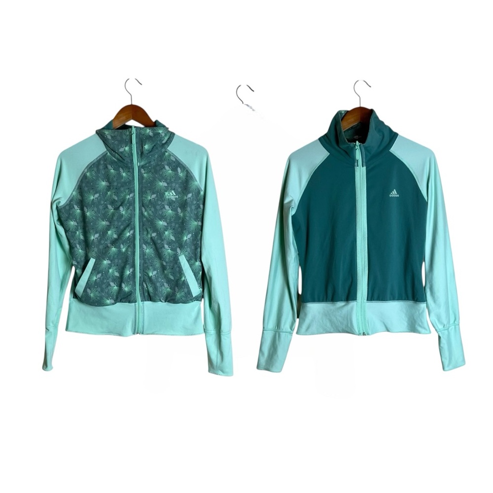 Adidas green reversible full zip sweater. Size medium